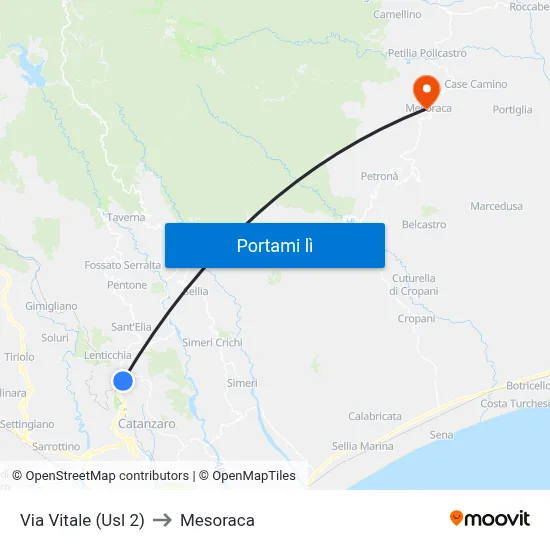 Via Vitale (Usl 2) to Mesoraca map