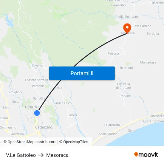 V.Le Gattoleo to Mesoraca map