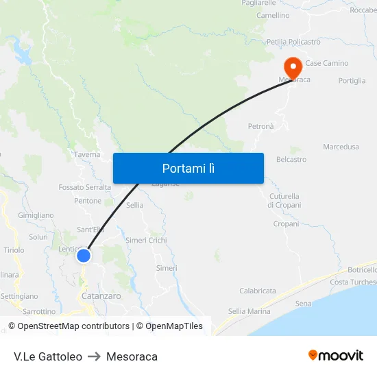 V.Le Gattoleo to Mesoraca map