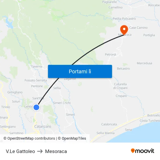 V.Le Gattoleo to Mesoraca map