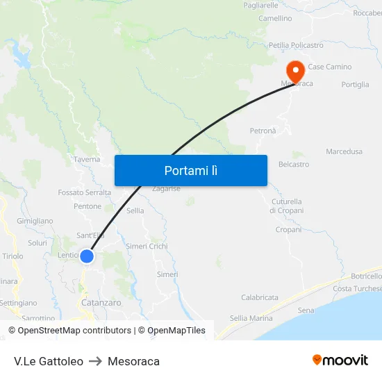 V.Le Gattoleo to Mesoraca map