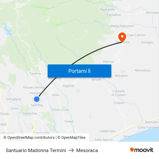 Santuario Madonna Termini to Mesoraca map