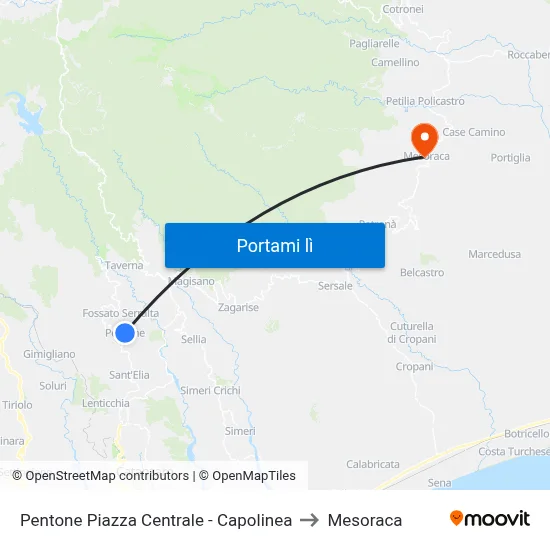 Pentone Piazza Centrale - Capolinea to Mesoraca map