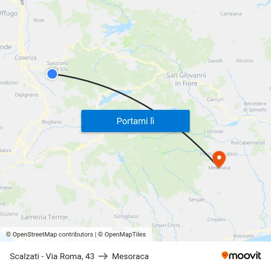 Scalzati - Via Roma, 43 to Mesoraca map
