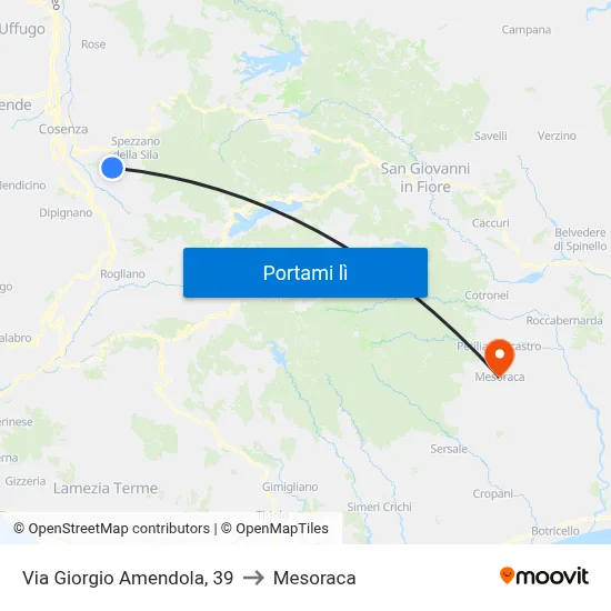 Via Giorgio Amendola, 39 to Mesoraca map