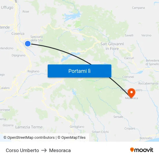 Corso Umberto to Mesoraca map