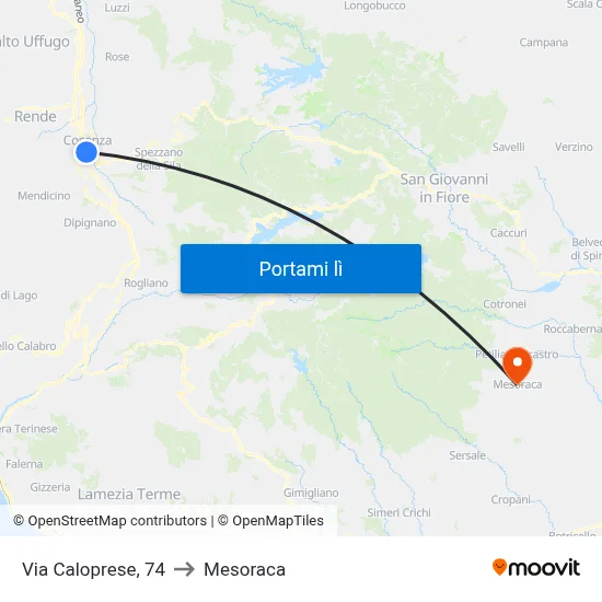 Via Caloprese, 74 to Mesoraca map