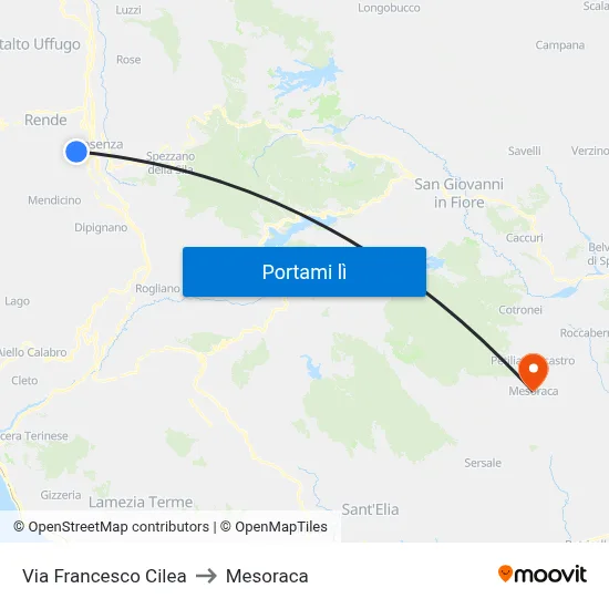 Via Francesco Cilea to Mesoraca map