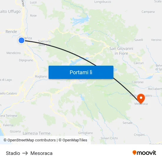 Stadio to Mesoraca map