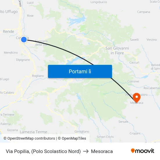 Via Popilia, (Polo Scolastico Nord) to Mesoraca map