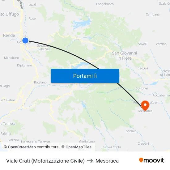 Viale Crati (Motorizzazione Civile) to Mesoraca map