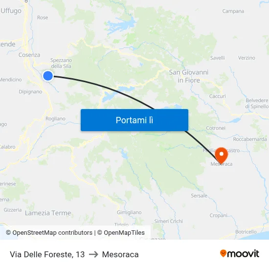 Via Delle Foreste, 13 to Mesoraca map