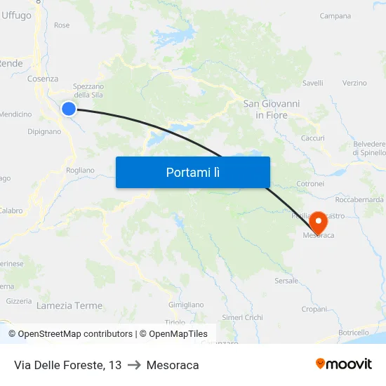 Via Delle Foreste, 13 to Mesoraca map
