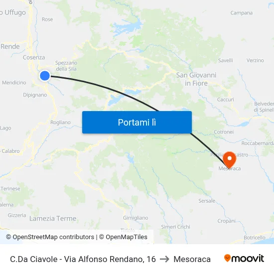 C.Da Ciavole - Via Alfonso Rendano, 16 to Mesoraca map