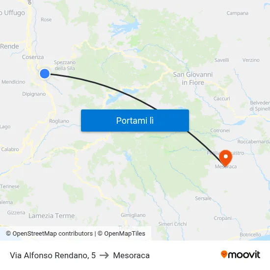 Via Alfonso Rendano, 5 to Mesoraca map