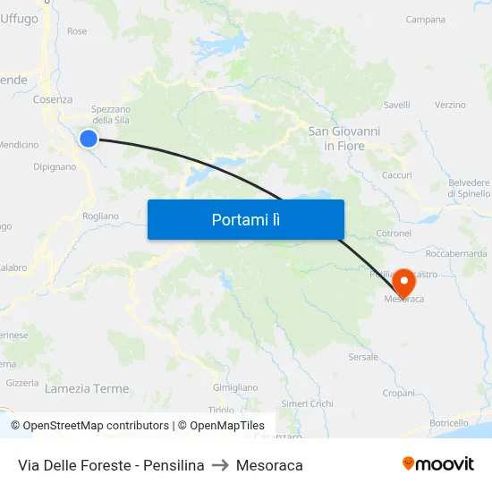 Via Delle Foreste - Pensilina to Mesoraca map