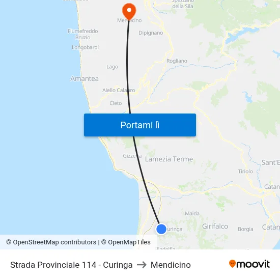Strada Provinciale 114 - Curinga to Mendicino map