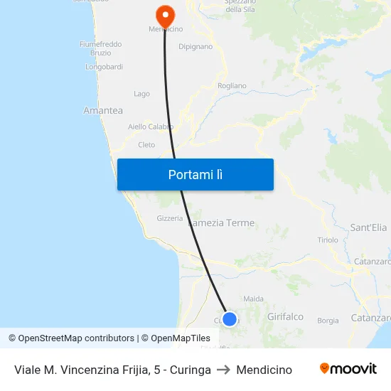 Viale M. Vincenzina Frijia, 5 - Curinga to Mendicino map