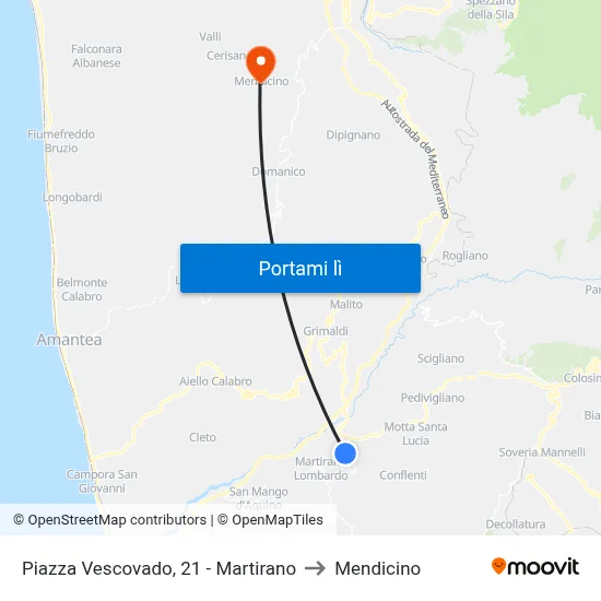 Piazza Vescovado, 21 - Martirano to Mendicino map