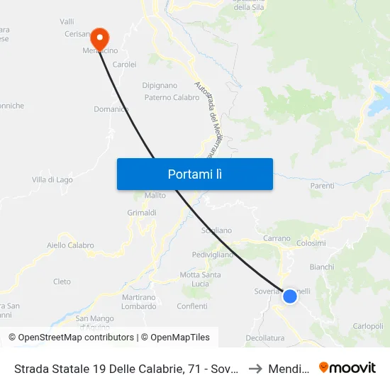 Strada Statale 19 Delle Calabrie, 71 - Soveria Mannelli to Mendicino map