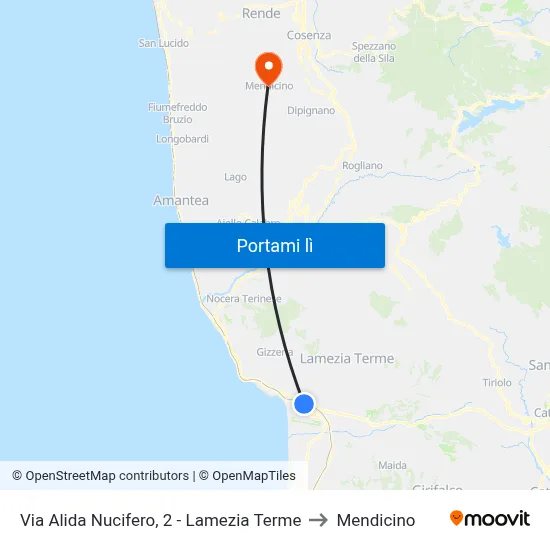 Via Alida Nucifero, 2 - Lamezia Terme to Mendicino map