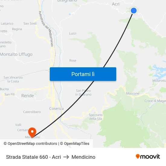 Strada Statale 660 - Acri to Mendicino map