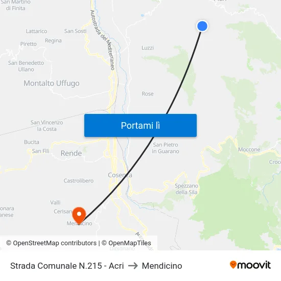 Strada Comunale N.215 - Acri to Mendicino map