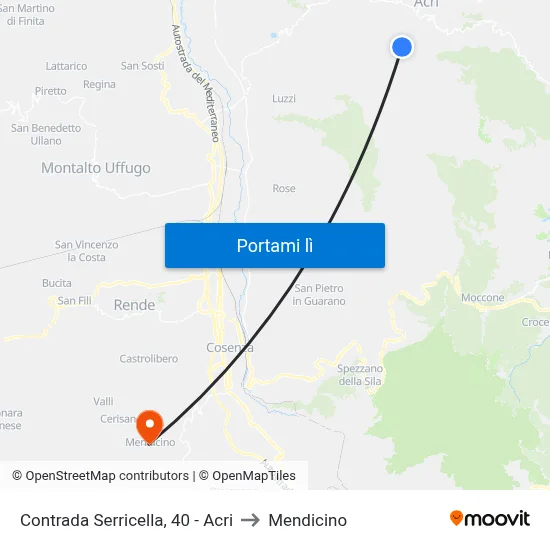 Contrada Serricella, 40 - Acri to Mendicino map