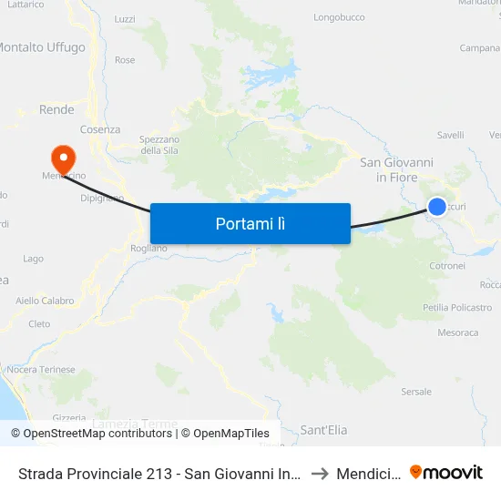 Strada Provinciale 213 - San Giovanni In Fiore to Mendicino map