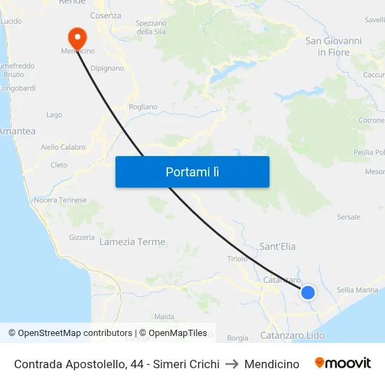 Contrada Apostolello, 44 - Simeri Crichi to Mendicino map