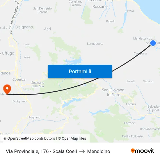 Via Provinciale, 176 - Scala Coeli to Mendicino map