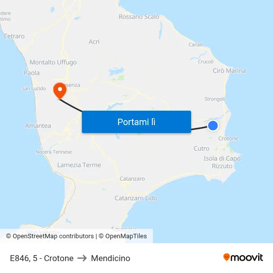 E846, 5 - Crotone to Mendicino map