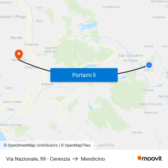 Via Nazionale, 99 - Cerenzia to Mendicino map