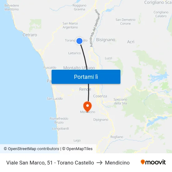 Viale San Marco, 51 - Torano Castello to Mendicino map