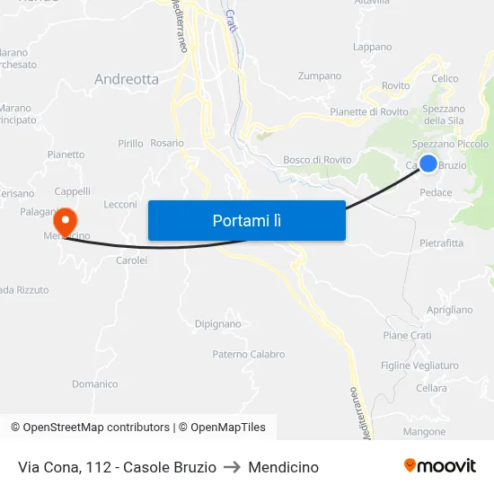 Via Cona, 112 - Casole Bruzio to Mendicino map