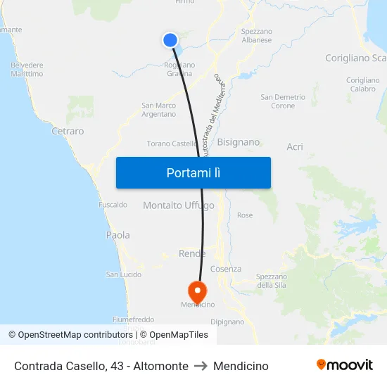 Contrada Casello, 43 - Altomonte to Mendicino map