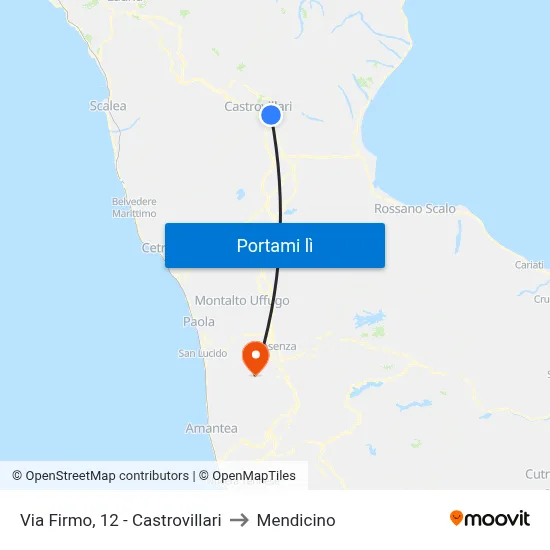 Via Firmo, 12 - Castrovillari to Mendicino map