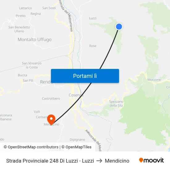Strada Provinciale 248 Di Luzzi - Luzzi to Mendicino map