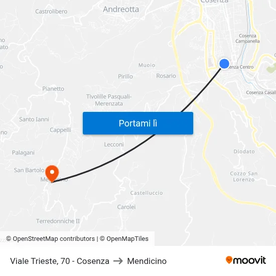 Viale Trieste, 70 - Cosenza to Mendicino map