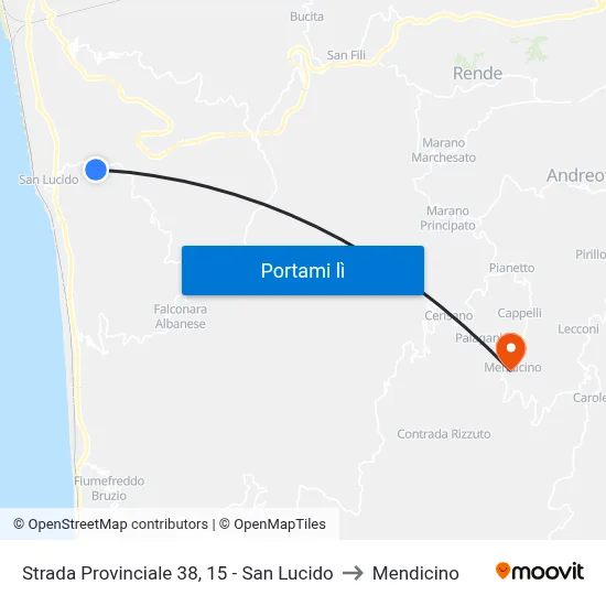 Strada Provinciale 38, 15 - San Lucido to Mendicino map