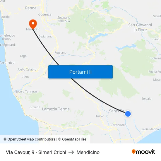 Via Cavour, 9 - Simeri Crichi to Mendicino map