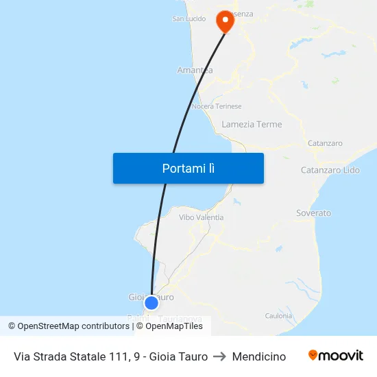 Via Strada Statale 111, 9 - Gioia Tauro to Mendicino map
