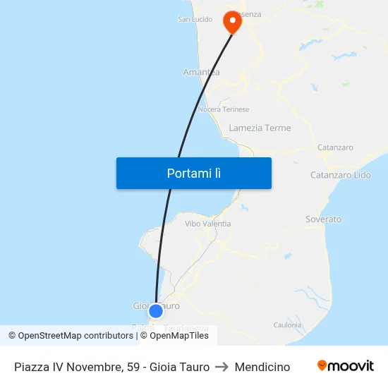Piazza IV Novembre, 59 - Gioia Tauro to Mendicino map