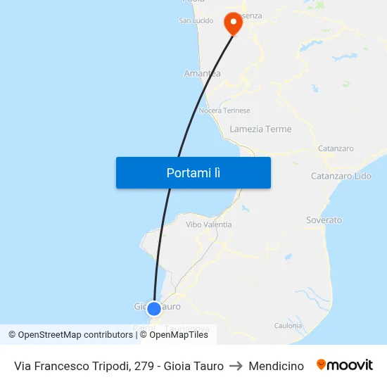 Via Francesco Tripodi, 279 - Gioia Tauro to Mendicino map