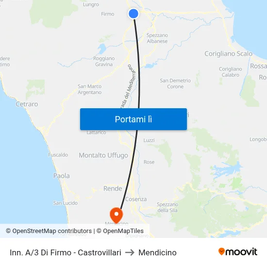 Inn. A/3 Di Firmo - Castrovillari to Mendicino map