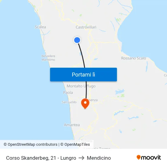 Corso Skanderbeg, 21 - Lungro to Mendicino map