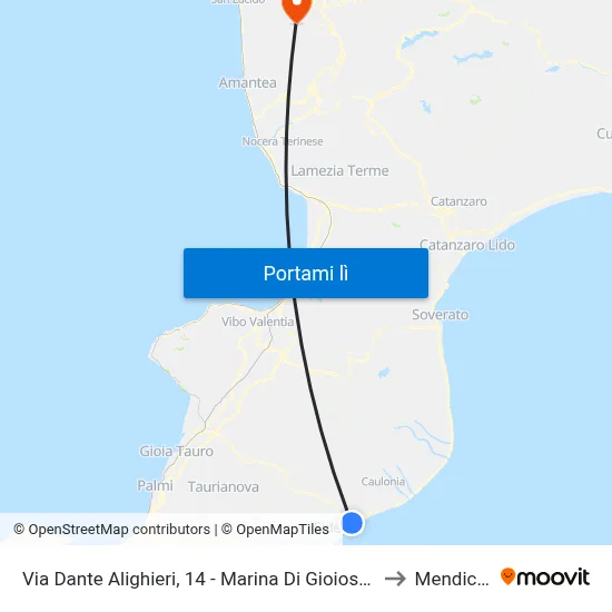 Via Dante Alighieri, 14 - Marina Di Gioiosa Ionica to Mendicino map