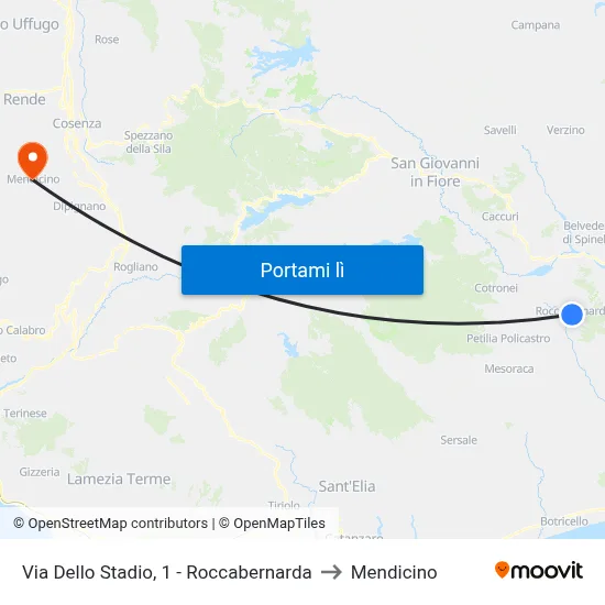 Via Dello Stadio, 1 - Roccabernarda to Mendicino map