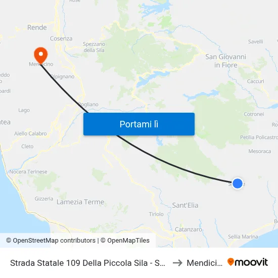 Strada Statale 109 Della Piccola Sila - Sersale to Mendicino map