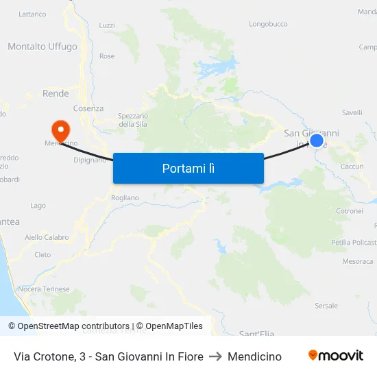 Via Crotone, 3 - San Giovanni In Fiore to Mendicino map